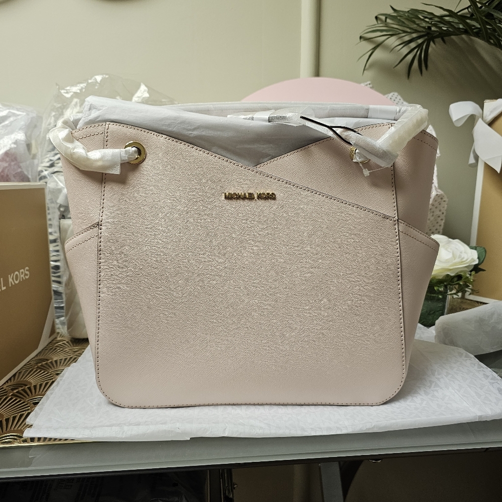 Michael Kors | Charlotte Top Zip Tote Shoulder Bag |Powder Blush | Leather | NWT